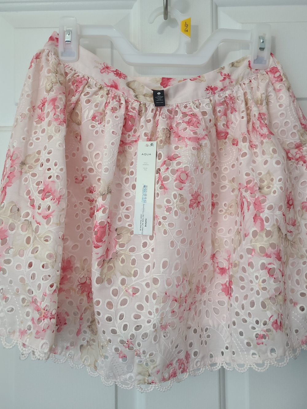 New Womens Mini Floral Print Mini Eyelet Skirt Size S $78